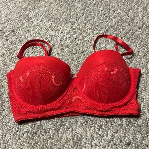 Red with lace bra 34D Black Fuchsia by Secret Lace push up